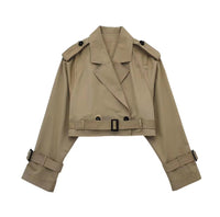 Trendy kort dame trenchcoat med bælte – Amelie