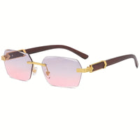 Randlose Sonnenbrille mit Rechteckigen Gläsern und Kunstholz-Bügel – Verro
