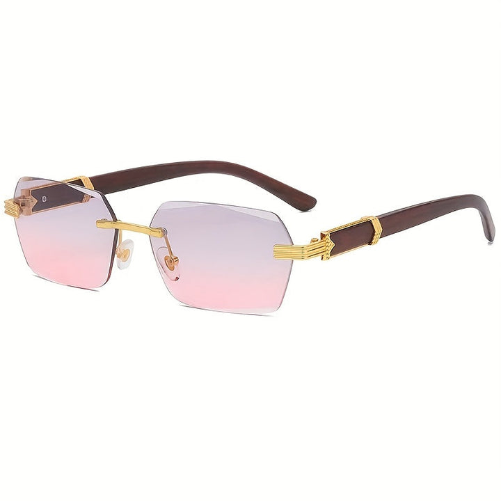 Randlose Sonnenbrille mit Rechteckigen Gläsern und Kunstholz-Bügel – Verro