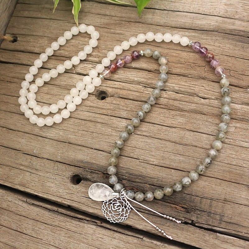 Labradorite, Jade and Amethyst Mala – Seraphine