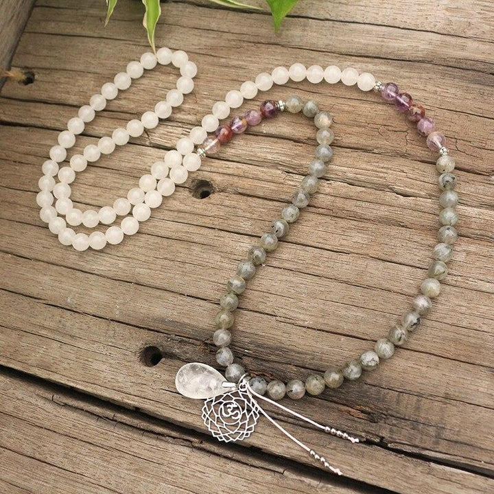 Labradorite, Jade and Amethyst Mala – Seraphine