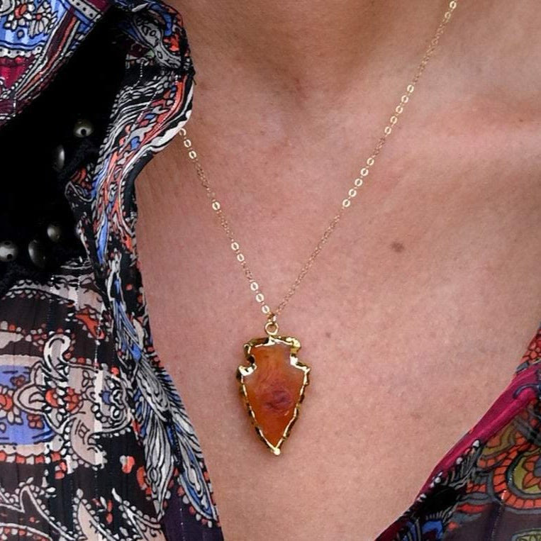 Natural Crystal Carnelian Arrowhead Necklace – Aeliana