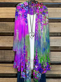 Long women's jacket with floral pattern – Liva