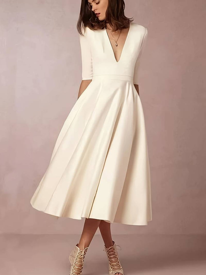 Retro White A-Line Swing Dress – Vivienne