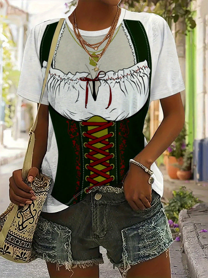 Women's Short Sleeve T-Shirt in Dirndl Look – Anna Oktoberfest 2025