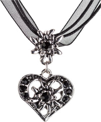 Edelweiss Heart Necklace with Rhinestones – WiesnNacht Oktoberfest 2025