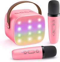Máquina de karaoke mini portátil con altavoz Bluetooth y 2 micrófonos inalámbricos – Veylo