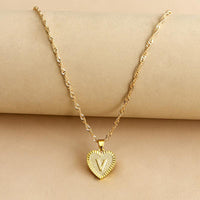 Golden Initial Heart Pendant Necklace - Amara