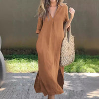 Summer dress with V-neck and slits – Soraya