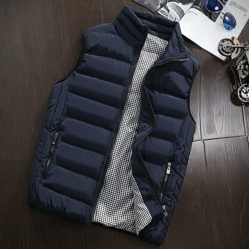 Water-repellent & Lined Men's Vest with Stand-up Collar – Henrik