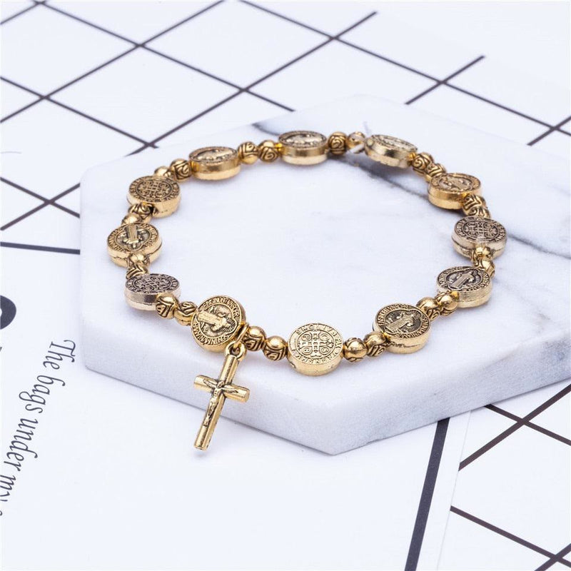Gold and Silver Colored Christian Cross Bracelet – Solana
