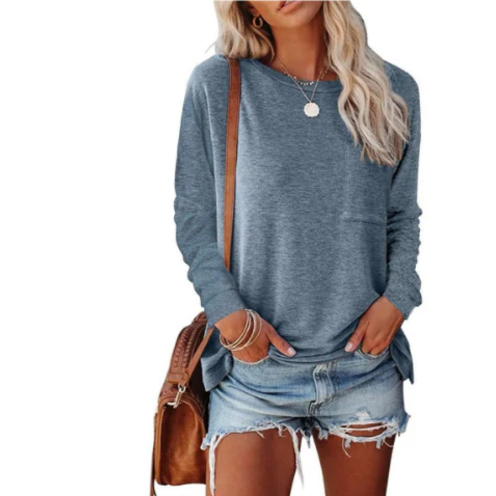 Women's long-sleeve shirt with crew neckline – Jaxony