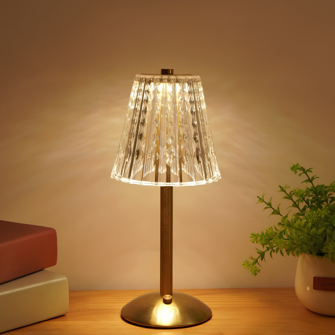 Lámpara de mesa de cristal dorado - Aurora Luxe