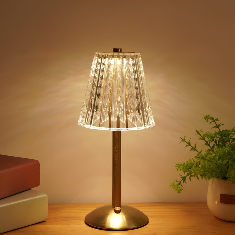 Lámpara de mesa de cristal dorado - Aurora Luxe