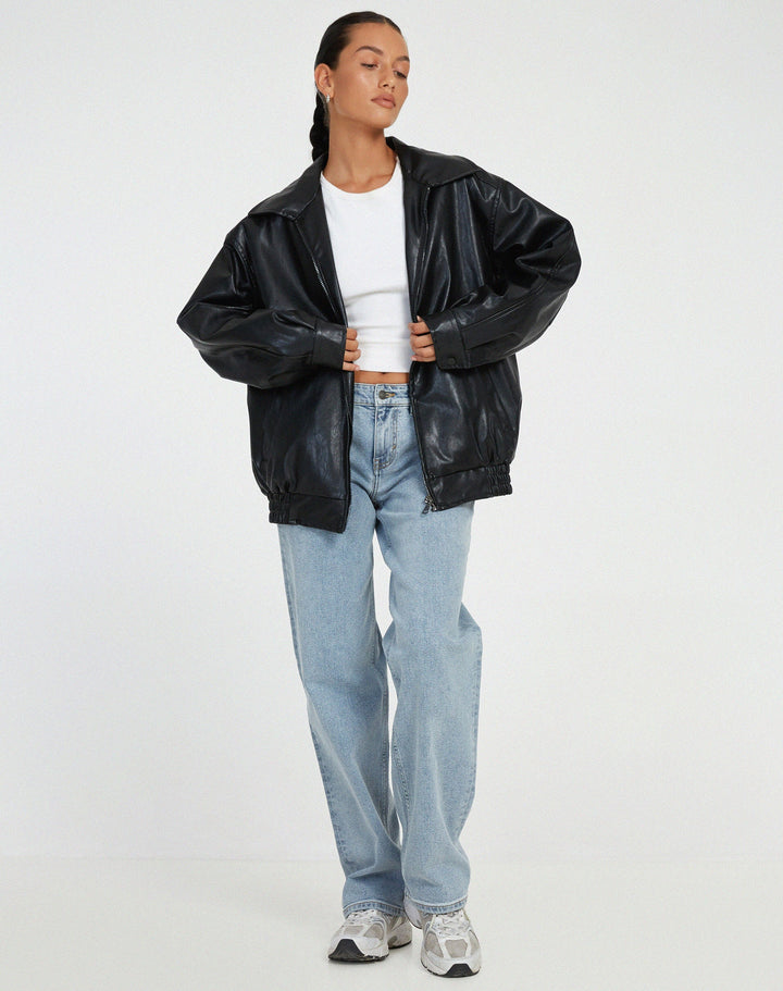 Oversized Los Leren Damesjacke – Yara