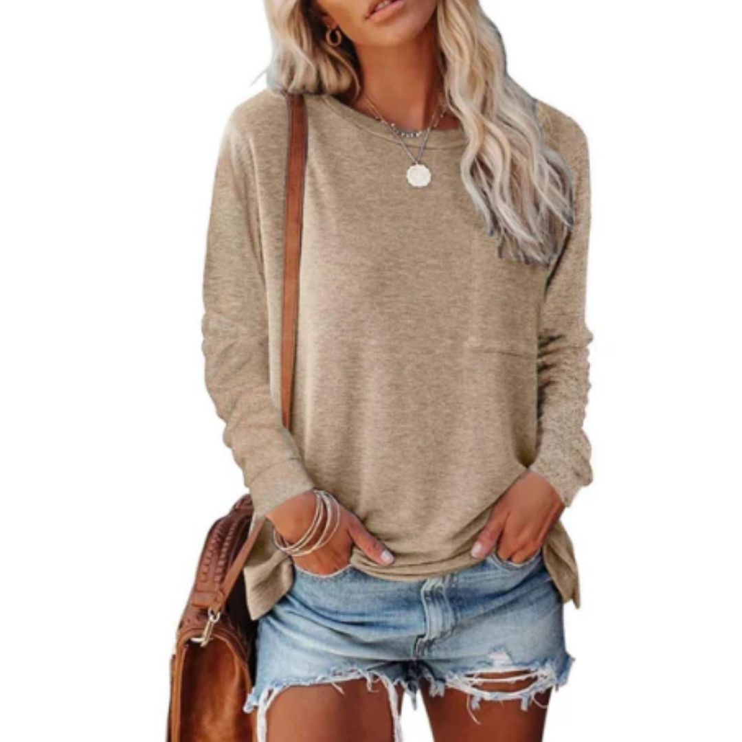 Women's long-sleeve shirt with crew neckline – Jaxony