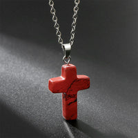Necklace with Cross made of Natural Gemstones – Seraphina