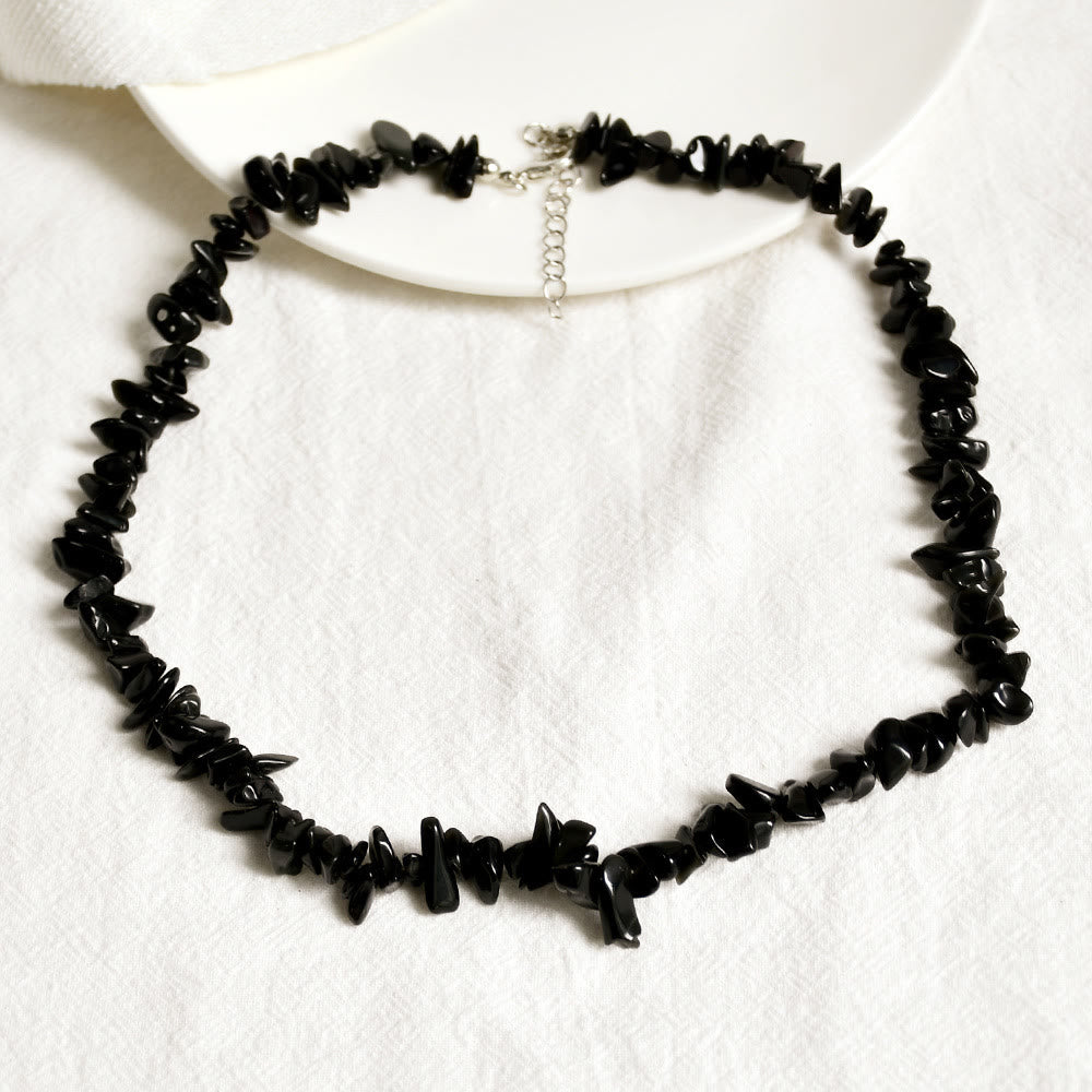 Stylishly Shaped Polished Crystal Necklace - Lina
