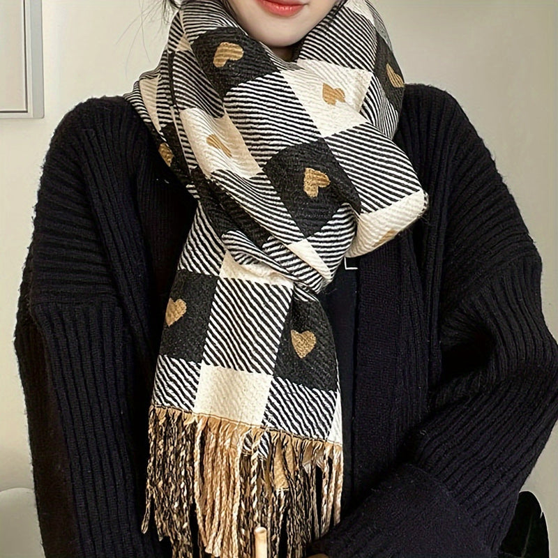 Bufanda de cuadros para mujer de poliéster para otoño e invierno – Aurelie