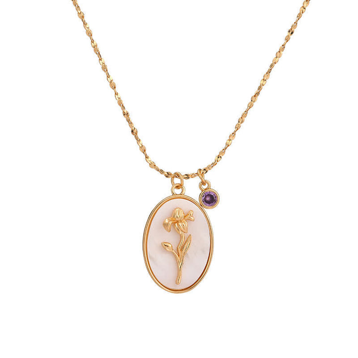 Birthstone and Birth Flower Necklace – Aurora