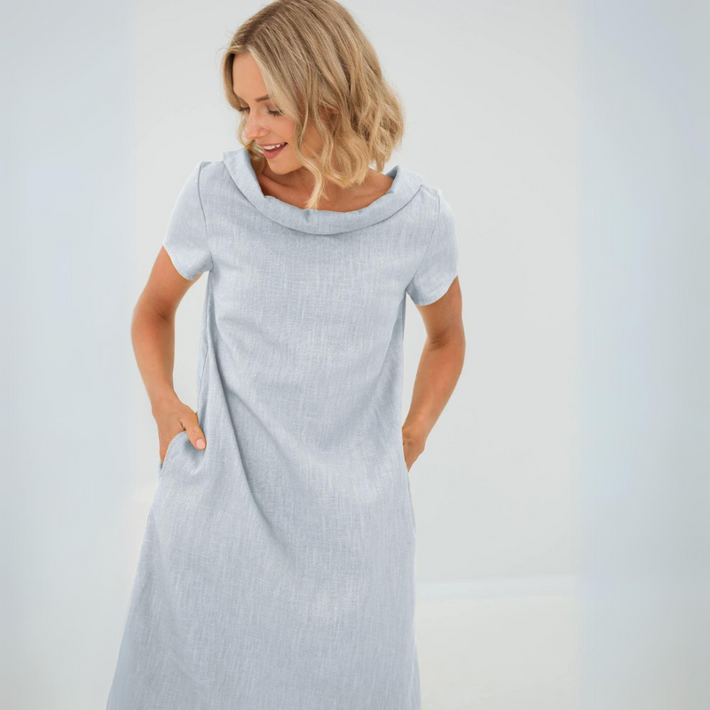 Stylish summer dress made of linen-cotton blend - LinaLuft