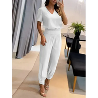 Trendy women's jumpsuit with short sleeves & wide legs – Alina
