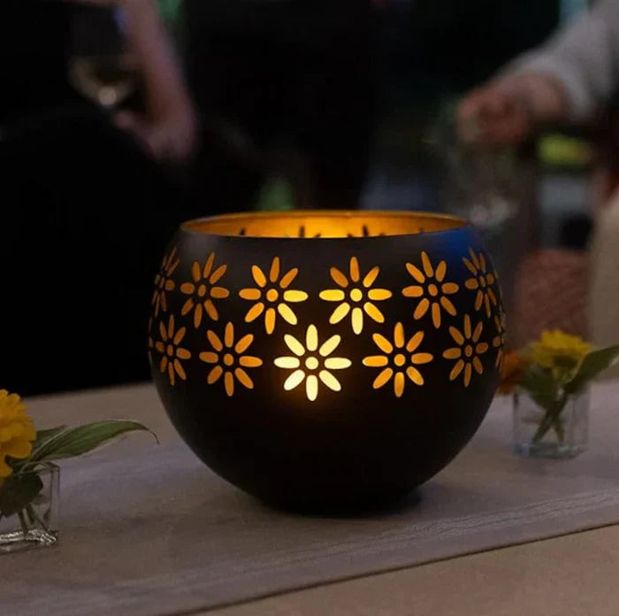 Floral Pattern Candle Lamp - FloraGlow