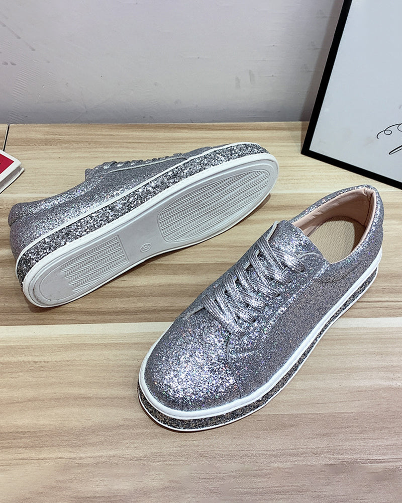 Stylish Platform Glitter Women's Sneakers - Sienna