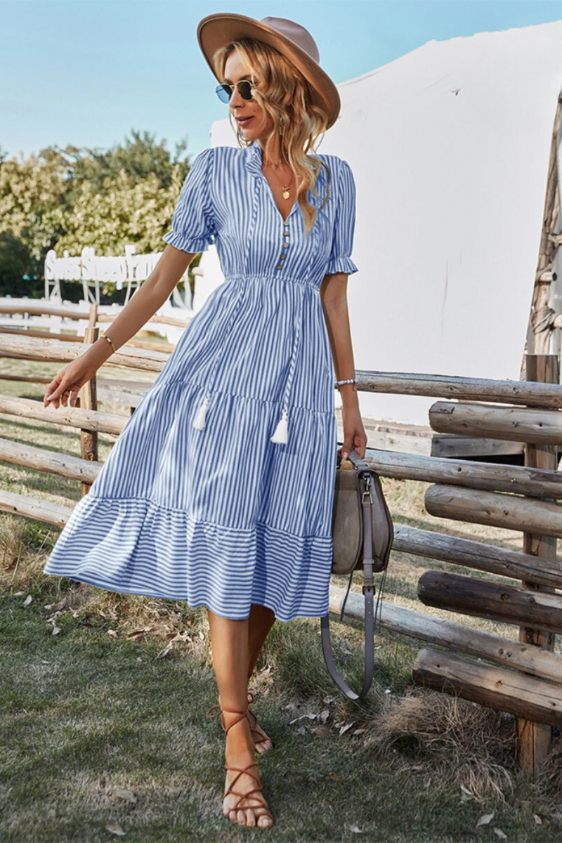 Striped Summer Midi Dress – Amira