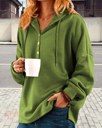 Hoodie with Button Placket - Luna