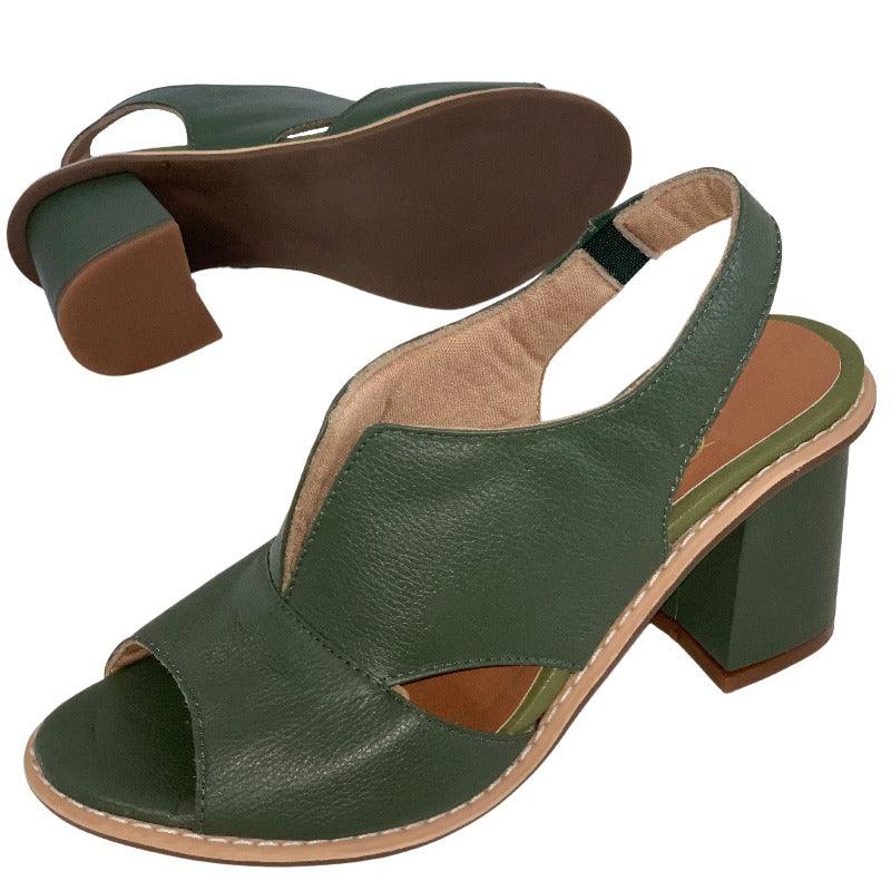 Sandalias de cuero para mujer con tacón y plantilla cómoda – Selina