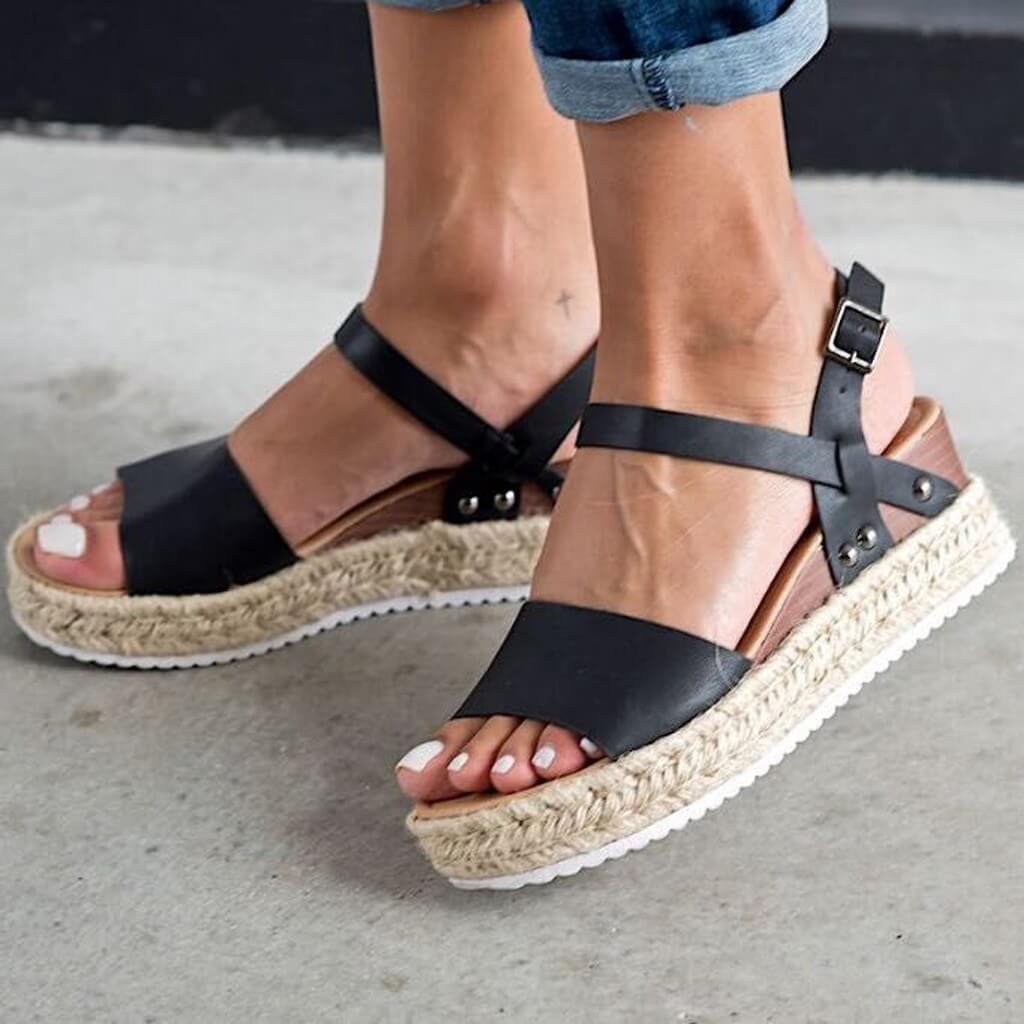 Women's Platform Espadrille Sandals with Wedge Heel & Straps – Livia