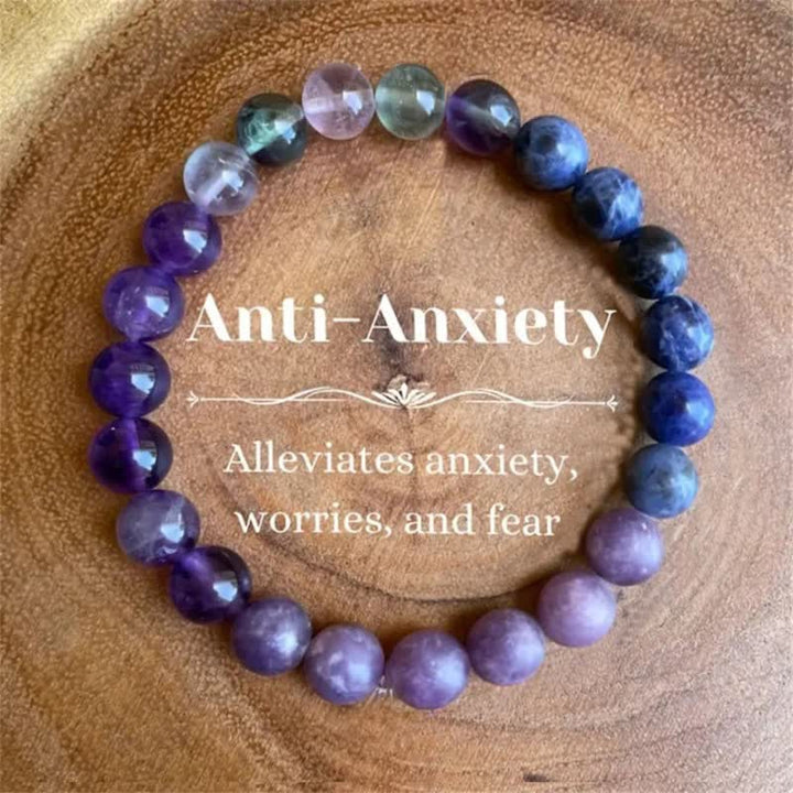 Anti-Anxiety Amethyst, Lepidolite, and Lapis Lazuli Bracelet - Aurora
