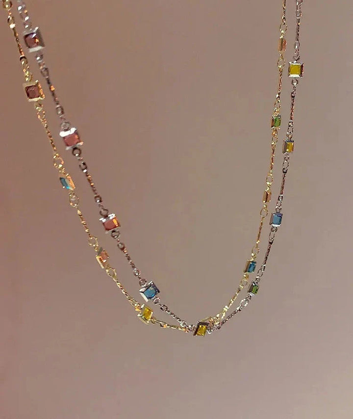 Fine Gold/Silver Chain with Colorful Stones – Ivy