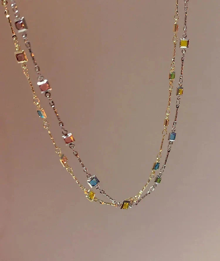 Fine Gold/Silver Chain with Colorful Stones – Ivy