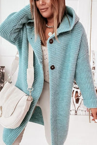 Women's knitted vest with hood and button closure – Waldaine