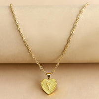 Golden Initial Heart Pendant Necklace - Amara