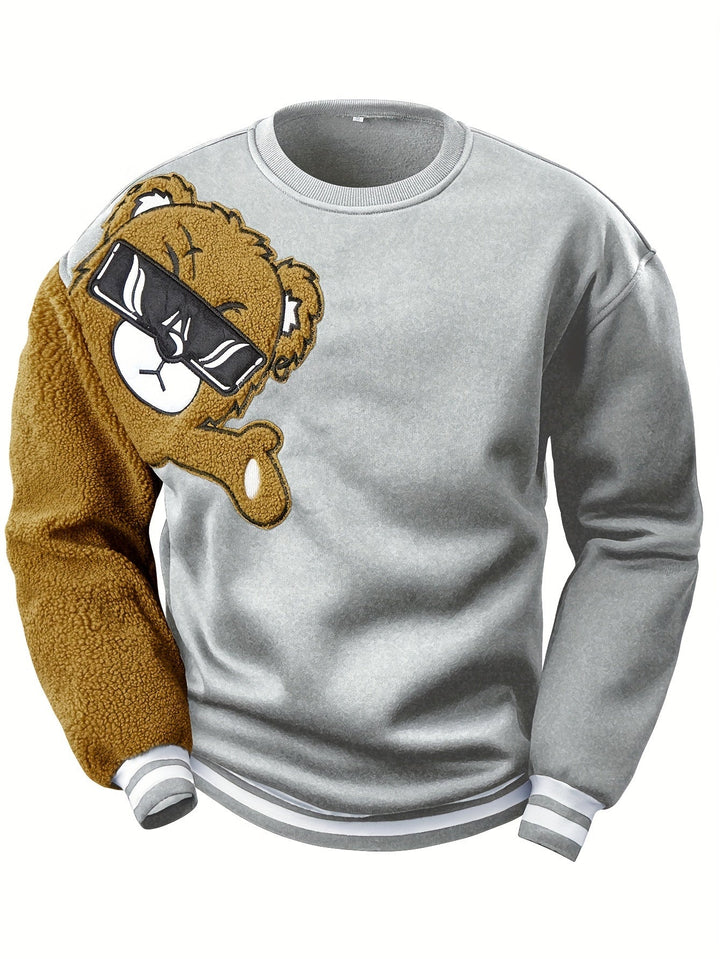 Men's Sweatshirt with Embroidered Cartoon Bear - Jasper