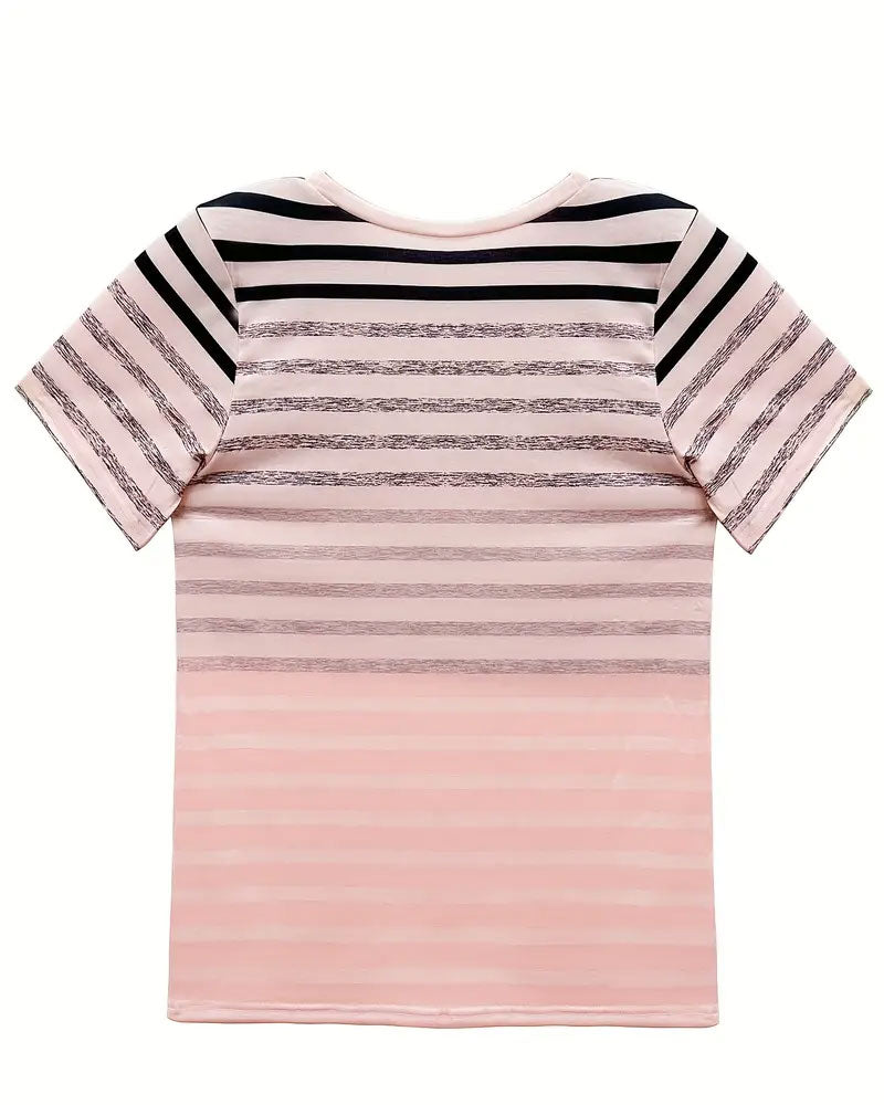 Camiseta de mujer a rayas con cuello redondo y degradado – Melia