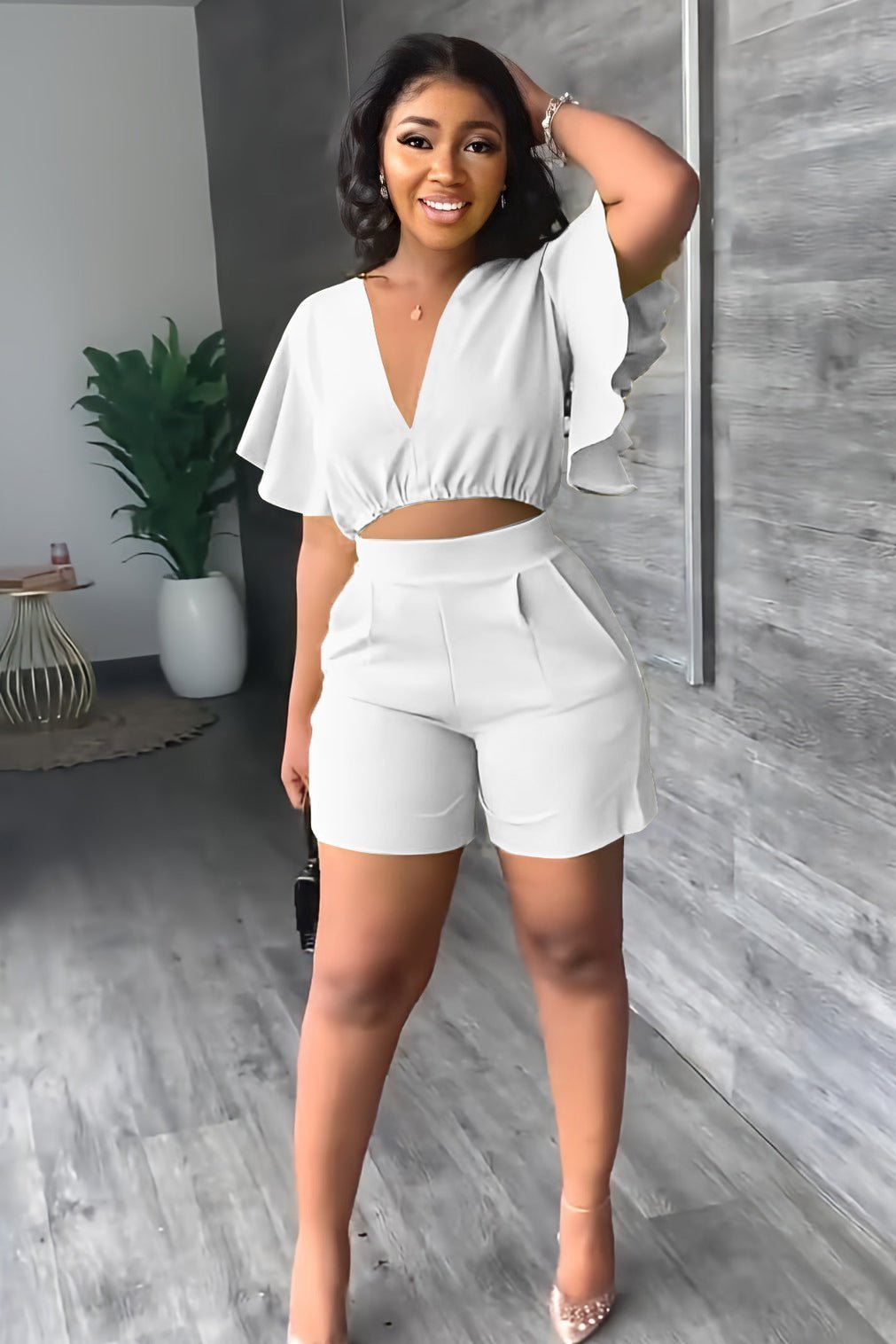 Trendiges Sommer-Zweiteiler Set mit Falten-Design – Marlene