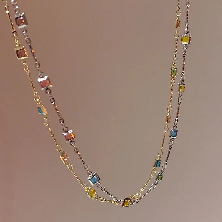 Fine Gold/Silver Chain with Colorful Stones – Ivy