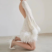 Sequin Dress with Feather Details - Ayla