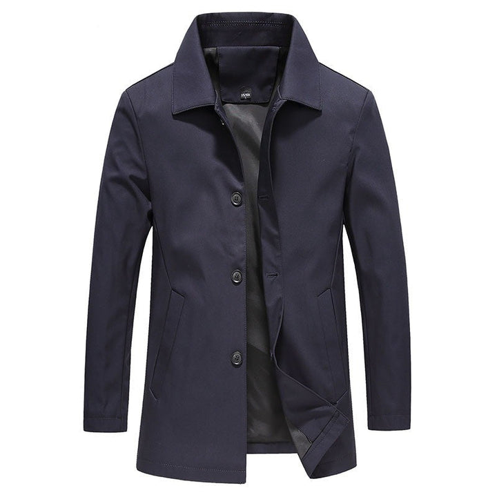 Windproof Long Men's Coat in Solid Color – Koen
