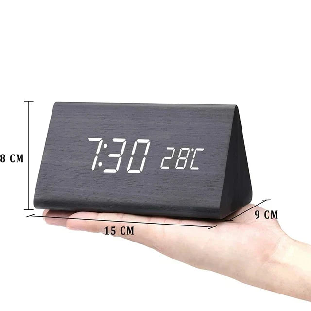 Wooden watch with LED display and voice control - EcoClock