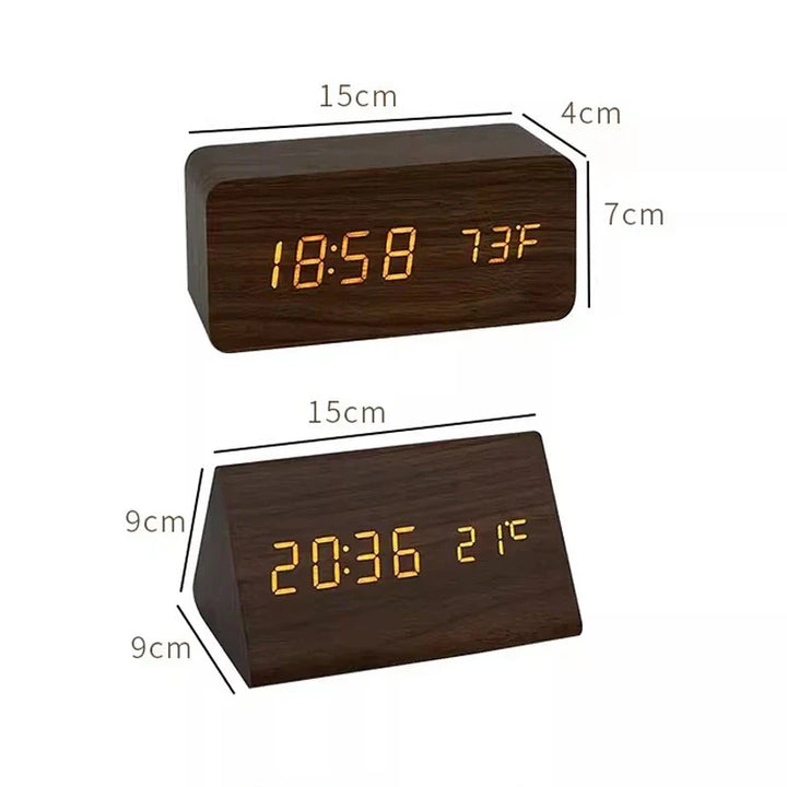 Wooden watch with LED display and voice control - EcoClock