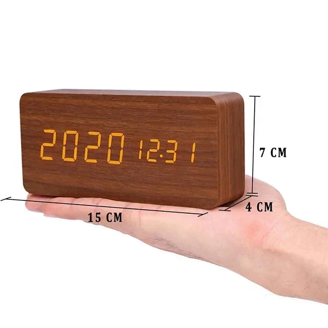 Wooden watch with LED display and voice control - EcoClock