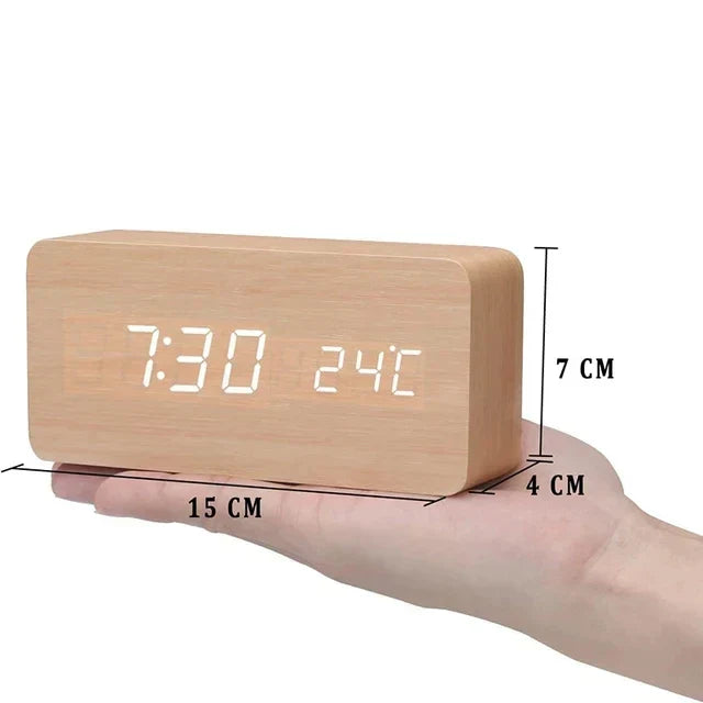 Wooden watch with LED display and voice control - EcoClock