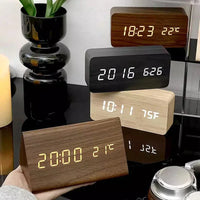 Wooden watch with LED display and voice control - EcoClock