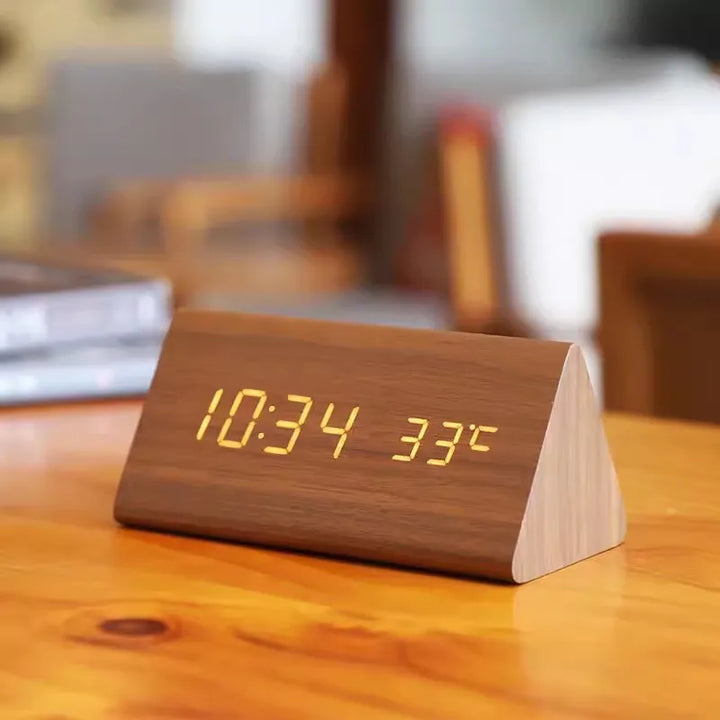 Wooden watch with LED display and voice control - EcoClock
