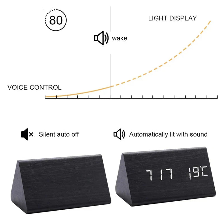 Wooden watch with LED display and voice control - EcoClock